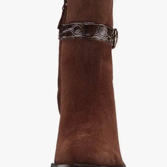 Johnston & Murphy Ankle Boots Suede Croc Embossed Brown 10 - Picture 2 of 5